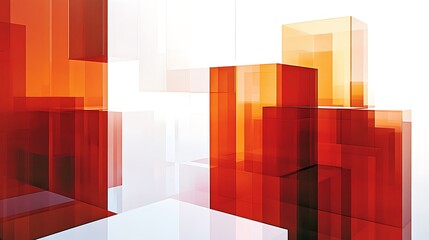 Abstract Orange and White Glass Cubes Composition
