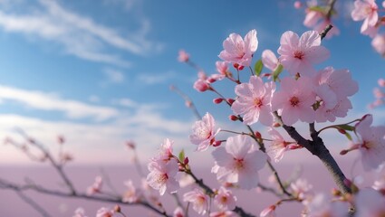 Obraz premium Delicate Pink Cherry Blossoms: A Serene Springtime Image