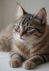 A Beautiful Tabby Kitten Resting Peacefully