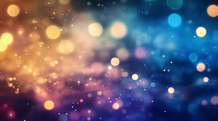 Naklejka premium Winter Christmas Bokeh Lights with Blue and Gold Glow