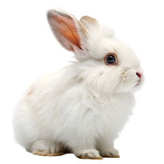 Obraz premium the cutest white and fluffy easter bunny on transparent background