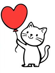 Happy Cat with Balloon