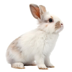 Obraz premium the cutest white and fluffy easter bunny on transparent background