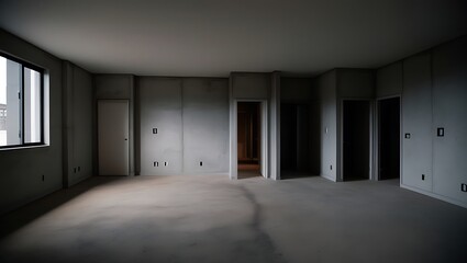 Obraz premium Empty interior of the apartment without decoration in gray colors. rough finish