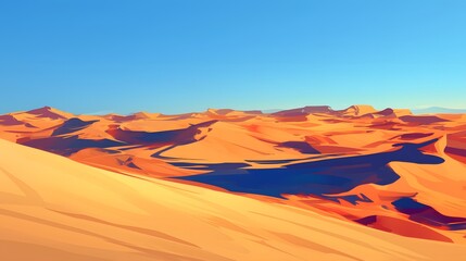 Naklejka premium An undulating desert dune landscape stretches across the horizon, captivating with its natural curves and warm tones