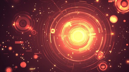 Fototapeta premium Abstract Red Orange Technology Circular Design