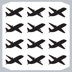 Airplane Silhouettes in Logotype Icons Style Minimalist Designs
