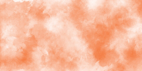lovely and cloudy orange texture with fog and clouds, color light ink effect shades gradient watercolor texture, grunge and stained ink and watercolor textures on white paper background.