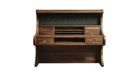 Minimalist Floating Wall-Mounted Walnut Desk with Hidden Cable Storage and Natural Finish