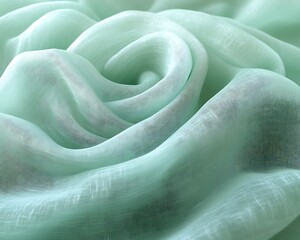 Soft, light green fabric swirled.
