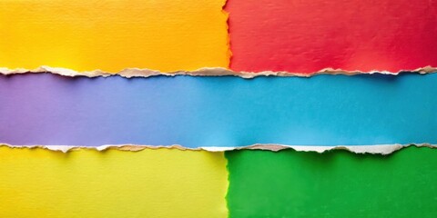 A template with cut out labels peeled back, revealing a colorful background, template, behind the scenes