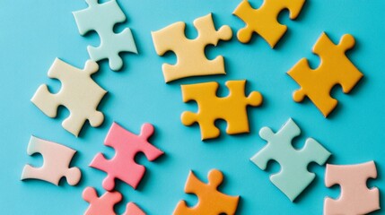 Obraz premium The arrangement of colorful puzzle pieces embodies the essence of teamwork.