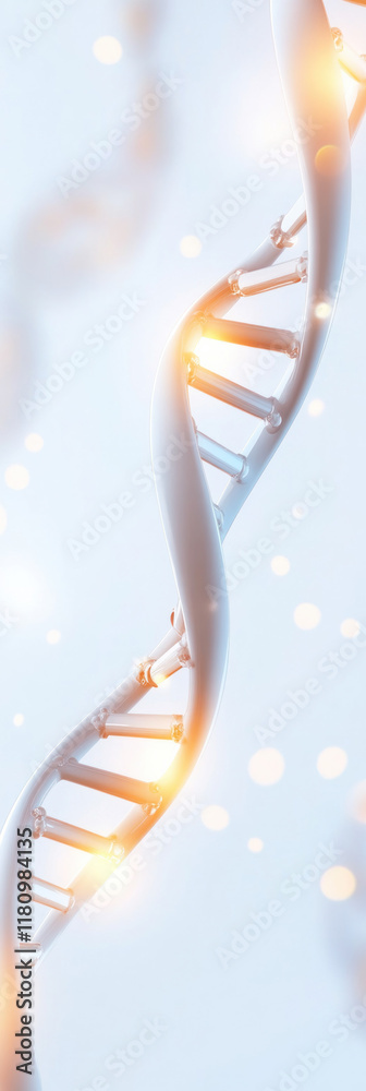 Poster close up view of dna double helix structure with glowing elements, symbolizing genetics and biology