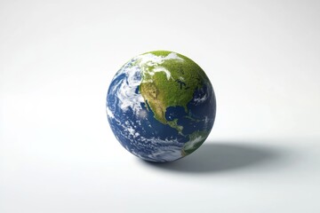 Fototapeta premium 3D representation of Earth on a clean white background.
