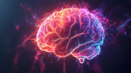 Obraz premium 3D Illustration of human brain nerve tracts based on magnetic resonance imaging (MRI) data.