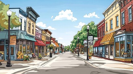 Obraz premium Explore the historic buildings that make this street a local treasure.