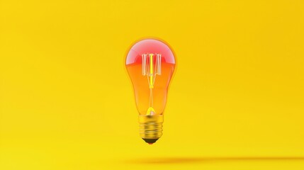 A glowing light bulb against a vibrant yellow background, symbolizing innovation.