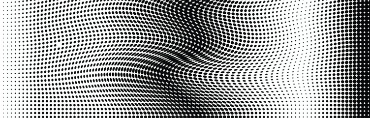 Wavy gradient halftone dots pattern texture background. Vector illustration
