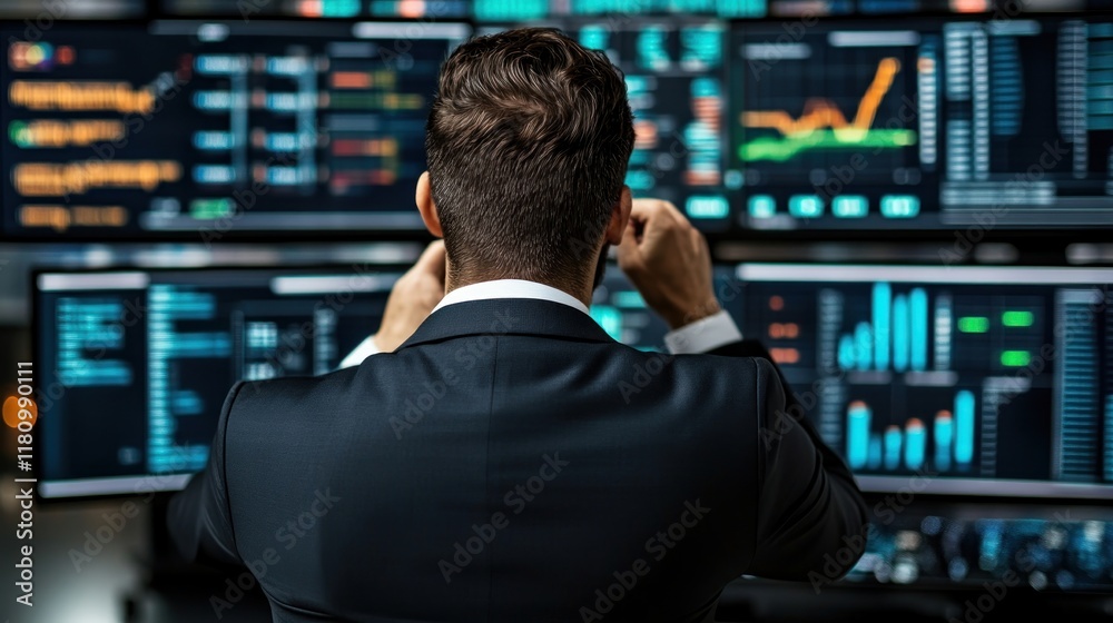 Aufkleber Professional Analyst Working on Advanced Data Analytics Software