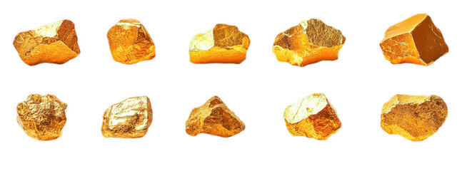 Gold nuggets, gold rocks, and large broken pieces of raw natural gold 