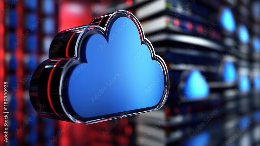 Poster digital cloud storage concept in a modern data center environment