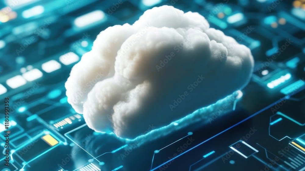 Aufkleber Digital Cloud Computing Concept with Data Circuit Background