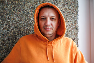 distorted face of sad and grieved very upset person, dissatisfied with his hard fate