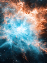 Obraz premium stunning cosmic nebula with vibrant blue and orange hues, showcasing beauty of space