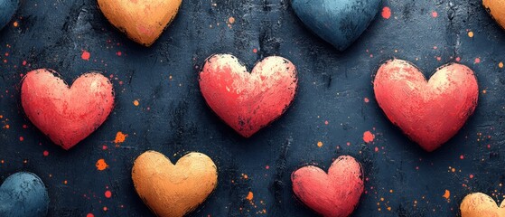 Obraz premium Hand-Drawn Decorative Hearts Pattern with Seamless Design Elements