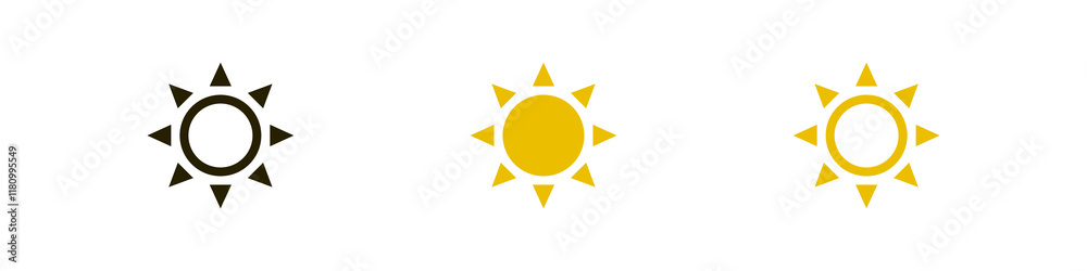Poster Sun icon vector day and light mode icon set. Screen brightness and contrast level signs and symbols for app user interface and web elements