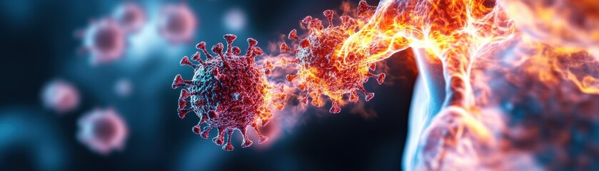 Vivid Close Up of a Fiery Cell with Radiant Red and Yellow Flames Evoking Intense Heat and Dynamic Energy in Motion