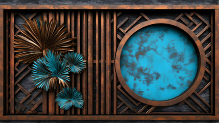 Cutout of a tropical green palm leaf