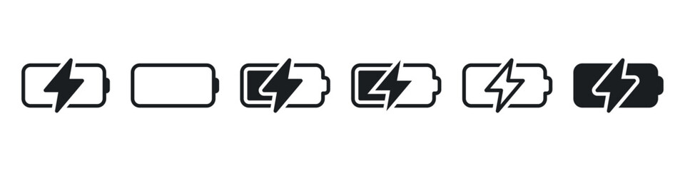 battery charge icon set , battery level sign - Battery icon set. battery charge level icons set. battery Charging indicators icon , full, empty, high, low, icon