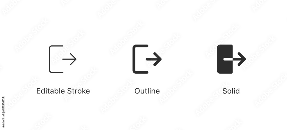 Poster logout account icon arrow symbol - enter symbol, log out icon button - arrow and door icon entry sym