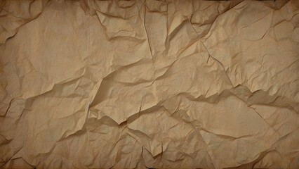 Old pale brown crumpled paper background texture Generative AI