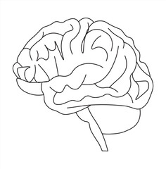 human brain illustration. One line brain design silhouette.Logo design. Hand drawn minimalism style. vector.	