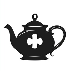 Fototapeta premium Silhouette of a Nursing Symbol with Teapot Element on White Background