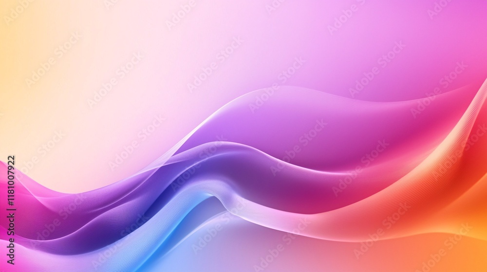 Poster an abstract background with grainy gradients moving from deep purples to soft oranges, creating a wa