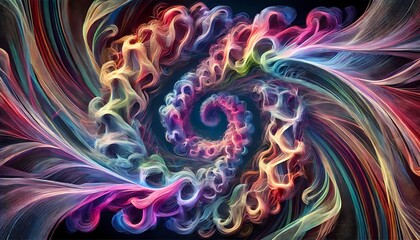 Colorful abstract smoke trails twisting and turning in an infinite loop