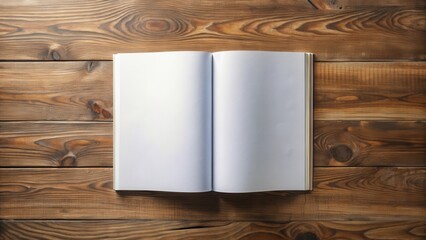 Minimalist Open Magazine Mockup on Wooden Table
