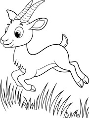 Fototapeta premium Adorable Cartoon Gazelle Leaping Through Grassland Ready-to-print coloring page for standard paper