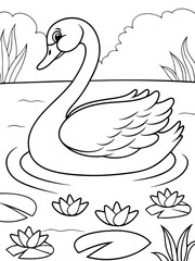 Elegant Swan Ready-to-print coloring page for standard paper