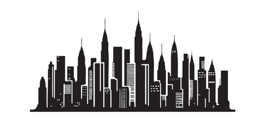 Naklejka premium Stunning City Skyline Silhouette Illustration