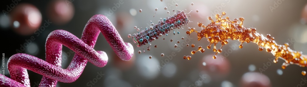 Poster intricate close up of dna structure showcasing helical shape and strands highlighting genetic inform