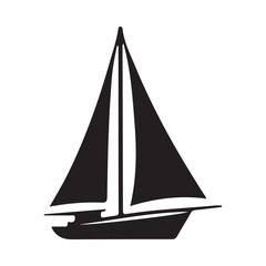 Simple Sailboat Silhouette Vector Illustration