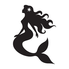 Elegant Black Silhouette Mermaid Illustration Design