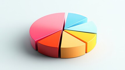 Obraz premium 3D pie chart depicts data on miniature creative merchant files, providing insightful visualizations for data analysis and presentation. 