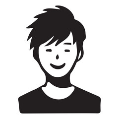Smiling Boy with Short Hair Silhouette Illustration