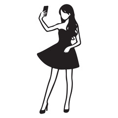 Woman Taking Selfie Silhouette Illustration