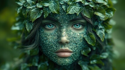 Enchanted Forest Nymph: A Surreal Portrait of Beauty and Nature's Embrace.  A captivating image blending fantasy and realism, showcasing intricate details and a mesmerizing atmosphere.